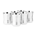 Chefkit Stainless Steel Oval Shape Silver Glass for Drinking Water, Milk, Tea, Lassi (4Pcs)