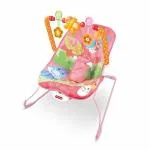 Safe-O-Kid Bouncer with Battery, Safety Harness, Calming Music and Multi-Position Recline- Pink