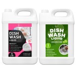 FLISKO Dishwash Liquid Pink 5L & Green 5L Active Power Molecules Leaves No Residue, Grease Cleaner For All Utensils