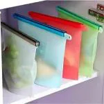 JIAVAXA 1000 Ml Reusable Silicone Food Storage Bags Multiple Purposes Zip Lock Bag (1pc)