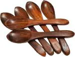 RTWARE Wooden Masala Spoon for Small Containers, Handmade Wooden Spoon for Tea, Coffee, Sugar, Condiments & Spices, Set of 6 (4 Inch)
