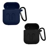 Brain Freezer Black Blue Silicone Protective Case Cover Compatible with Airpods (Pack of 2)