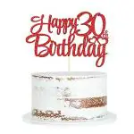 Festiko Red Glitter 30th Birthday Happy Birthday Cake Topper 30th Birthday Party Cake Decorations Hello 30 Years Old Cheers For The Arrival Of 30 Years Old