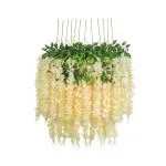 Specialyou.in Cream Wisteria Artificial Flowers Hanging (3.6Ft Long) for Home Decoration, Diwali, Navratri, Wedding, Birthday, Decoration Items- Pack of 12