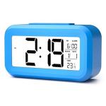 NXZ Digital Alarm Clock For Home Bedroom With Smart Automatic Sensor Backlight Lcd Screen,Date & Temperature For Students Desk Table-Abs Plastic,Black,Medium (Blue)