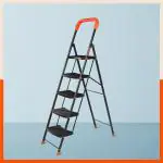 Bathla Ascend 5 Step Heavy Duty Steel Ladder for Home - Orange & Black