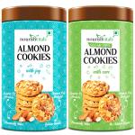 NourishVitals Almond Cookies + Sugar Free Almond Cookies, Heavenly Bites, Source of Protein, Crunchy Delights, Genius Snack, 120g Each