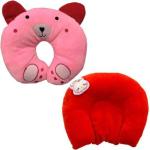 Chinmay Kids Combo of New Born Baby Soft Head Support Pillow with Mustard Seeds & Baby Soft Neck Support Pillow for Head Shaping (0-12 Months, Pack of 2) (Pink- Red)