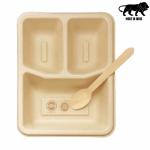 SMS HYDROTECH Biodegradable Disposable Plate 10 inches, 3 Compartment Plate With Spoon, (Pack of 50)