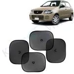 Kingsway Car Curtain Sticky Sun Shade Universal Use for Maruti Suzuki Alto 800, 2000 - 2012 Model, Color : Black, Mesh, Pack of 4 Piece Car Sun Shades Blinds Cover