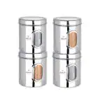 Ebun Stainless Steel See Through Containers Set 4 pieces Silver 2 Kgs