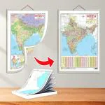GO WOO SMALL - 100 India PHYSICAL OUTLINE MAP FOR SCHOOL and 2 IN 1 India POLITICAL AND PHYSICAL MAP IN HINDI | Combo of 1 Map Pad +1 chart | Master India's Geography with India physical outline map and 2 in 1 India map chart
