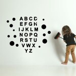 Ashamohar Kids Study Room English Alphabet A to Z Vinyl Galaxy of Round Self Adhesive Sticker Black (Pack of 1)