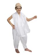 Kaku Fancy Dresses Polyester Mahatma Gandhi Costume For Republic Day & Independence Day|National Hero Freedom Fighter Fancy Dress For Boys - 5-6 Years,White