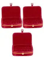 atorakushon Velvet Jewellery accessories Vanity Storage Earrings Studs Box Ring Box For Women's Pack of 3 ( Maroon )