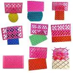 Jubilant Plastic Embossing Fondant Mold Lace Flower Cookie Cutter Set Diamond Shaped Biscuit (Set of 9)