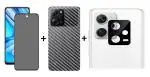 Inclu Ceramic Matte Finishing Screen Protector With Back Carbon Fiber Skin And Camera Tempered Glass For Xiaomi Poco X5 Pro 5G (Combo Of 3)