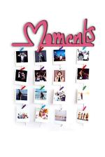 Vah Pink Moment Hanging Photo Display Collage Organizer With Wood Clips Photos
