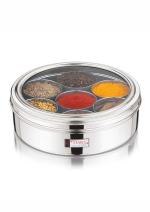 Tiara Matrix Stainless Steel Spice Box with Transparent lid and 7 Containers and 1 spoon 19 cm