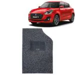 Kingsway Noodle Grass PVC Mats, 18mm Thickness, Car Floor Foot Mats Universal Use for Maruti Suzuki Swift, Model Year : 2018 - 2020, Complete Set of 5 Piece - Black-Grey