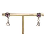 CHAITANYA EMPORIUM Elegant floral design center ruby colour stone silver jhumke