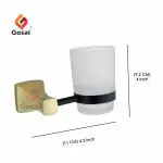GOSAI Stainless Steel Black Gold Premium Bathroom Accessories Pyramid Toothbrush Holder | Tumbler Holder | Brush Stand for Home