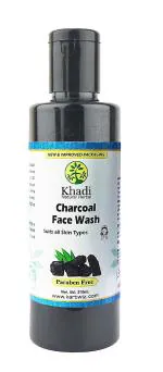 Khadi Natural Herbal Charcoal Face Wash, Fairness & Skin Whitening + Oil Control & Anti Acne, 210ml |Pack of 1