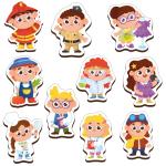 Mini Leaves Multicolor Engineered Wood Professions Outfit Fridge Magnets Cut Outs (Set Of 10)