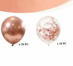 Crackles Rose Gold Latex Chrome Metallic and Confetti Decoration Balloons (Pack of 30)