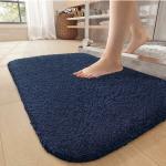 4tens Microfiber Anti-Skid Bath Mat Water Absorbent Bathroom Mat for Kitchen Bedroom Shower Rugs Door Mat - 60 x 40 CM (Nevy Blue)