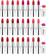 Lady Fashion Red, Orange, Brown, Pink, Purple, Maroon, Red, Fast Red High Definition Professional Matte Lipsticks (Pack Of 24)