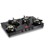 Prestige Svachh Neo Toughened Glasstop Gas Stove with Liftable 4 Burners (Black) - GTSN 04 L