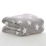 OYO BABY Premium Reversible All Season Baby Blanket Wrapper For Baby Plush Soft & Warm Double Layer Blanket, Star Print - Star Grey