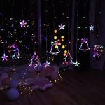 The Purple Tree LED Christmas star deer hanging Curtain LED Lights (2.5 mtr, Pack of 1) Curtain Light For Christmas Indoor Outdoor Decoration Wedding (Multicolor) Christmas Fairy Light