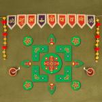 Indigifts Readymade Rangoli Design Patterns-Happy Diwali Banner and 13 Piece Diwali Rangoli Combo-Rangoli For Decoration,Diwali Decorations Items for Home,Diwali Decorations Items for Home Toran