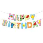 Festiko Cartoon Character Theme Happy Birthday Banner, Happy Birthday Banner For Kid's Party