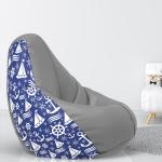 Biggie Bean Bag with Beans Filled - Size : 4XL - 3D Printed Bean Bag with Beans - Designed by : DonnaPaula London - Color: Ship Sail - H - Light Grey Blue - Best 3D Printed Bean Bag for Living Room - Pre-filled with Beans - Ready to use