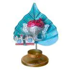 KREATIVE HOUSE Ganesh Leaf Tea Light Candle Holder for Home Decration Ganpati Statue for Home Décor, Blue
