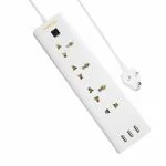 Topway 5 Meter White USB Power Strip Extension Cord with Spike Guard