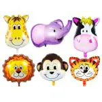 aizelx Brand Set of 6 Pcs Jungle Forest animal theme foil balloons for animal theme birthday party supplies/jungle birthday celebrations decoration