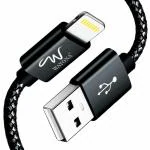 Wayona Nylon Braided USB to Lightning Fast Charging and Data Sync Cable Compatible for iPhone 13, 12,11, X, 8, 7, 6, 5, iPad Air, Pro, Mini (3 FT Pack of 1, Black)