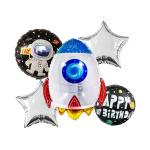 SPECIALYOU.IN Space Theme Rocket foil balloon for Boys & Kids birthday, Baby shower, Theme party decoration pack of 5 items