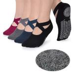 SAVREEN Yoga Socks for Women, Non-Slip Slipper Socks with Grippers & Straps for Pilates, Pure Barre, Ballet, Dance, & Barefoot Workout, Non-Skid Cover Toes Grip Socks (PACK OF 2) (MULTI COLOR)
