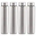 Torque Silver Stainless Steel Koparia Water Bottle, 1 L (Pack of 4)