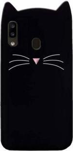 UNILORD Samsung A20 Black Rubber Screen Protector 3D Cat Kitty Girls Back Case Cover
