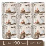 Lyfcare Classic Pull-Up Pants | Waist Size (30-48 Inch) Adult Diapers - L (90 Pieces)