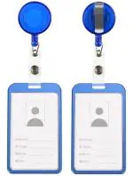 Shining Zon Heavy Duty Retractable Badge Holder with Aluminum Metal Vertical ID Card Holders for Office ID Cards (Set Of 6 Blue Yoyo)
