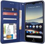 Unistuff Faux Leather Back Case Flip Cover for Nokia 7.2 with ID Card Slot | Foldable Kickstand | 2 Card Slot | 1 Cash Slot - Executive Blue, 62012