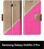 Sbms Samsung Galaxy On5, Samsung Galaxy On5 Pro Pink Artificial Leather Shock Proof Flip Cover