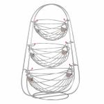 Stainless Steel 3 Tier Tabletop Fruit Basket, Kitchen Table Counter Organizer Removable Vegetables Storage Metal Stand, Stackable Modern Fruit Basket Stand